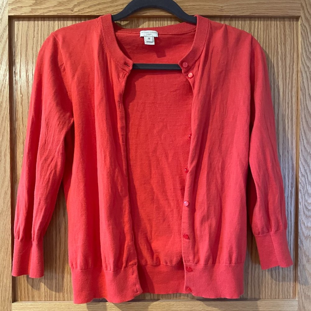 J Crew Clare Cardigan Red Coral Size M